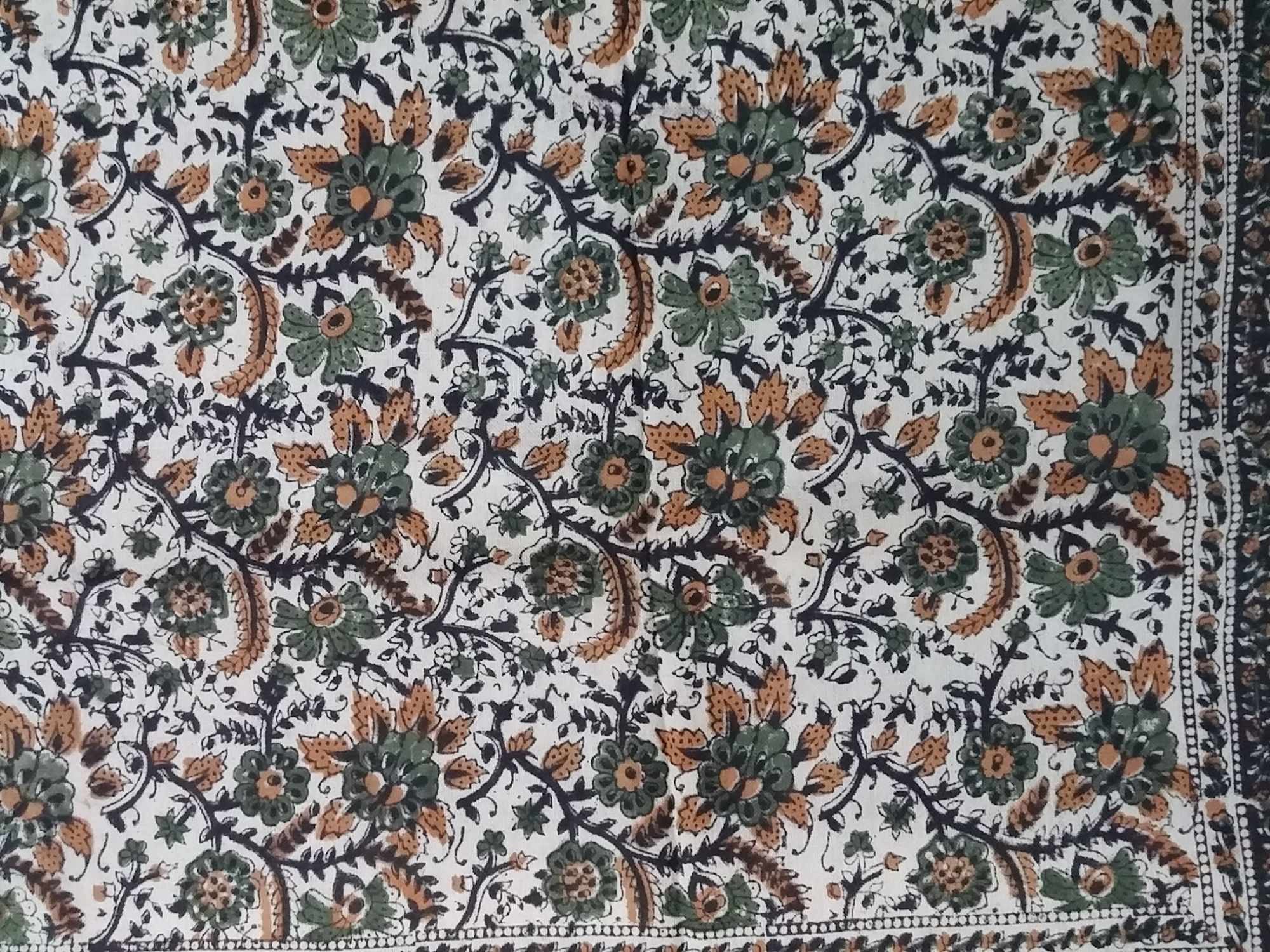 Handmade Peacock Floral Print Cotton Tapestry Coverlet Bedspread Beach Sheet Bed Sheet Green Tan Twin - Sweet Us