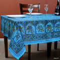 Cotton Elephant Paisley Floral Tablecloth Rectangle Bed sheet Full Turquoise Blue - Sweet Us