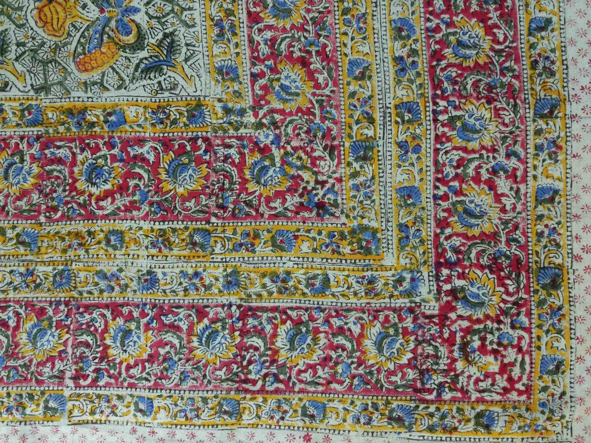 Handmade Cotton Hand Block Print Butterfly Tapestry Tablecloth Spread Full Green - Sweet Us