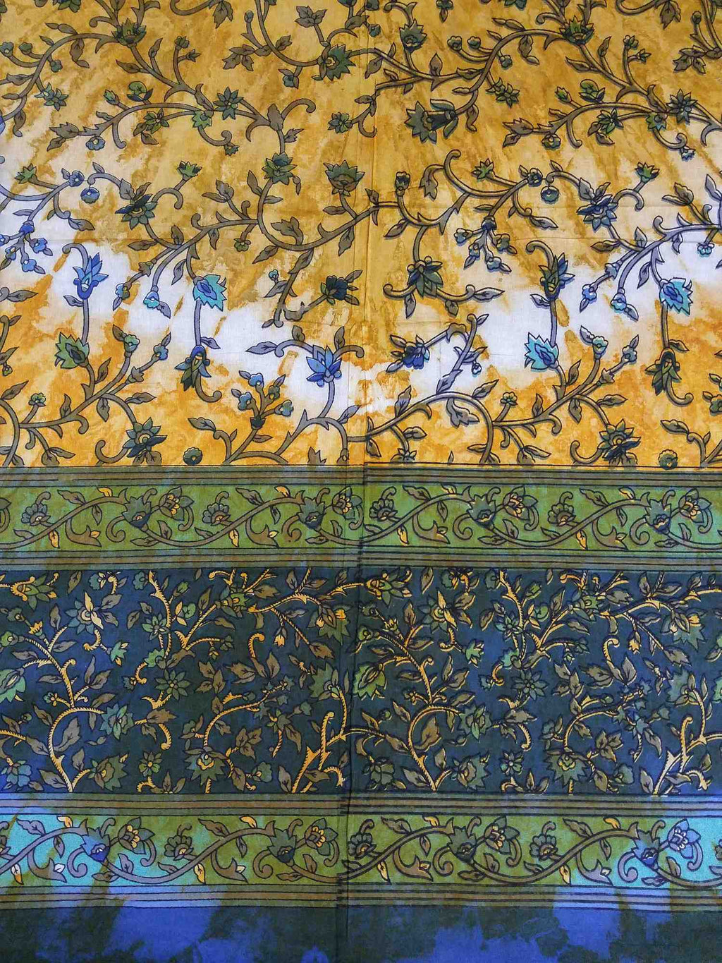 Cotton Floral Tie Dye Tapestry Throw Tablecloth Spread Twin 70 x 106 inches Blue - Sweet Us