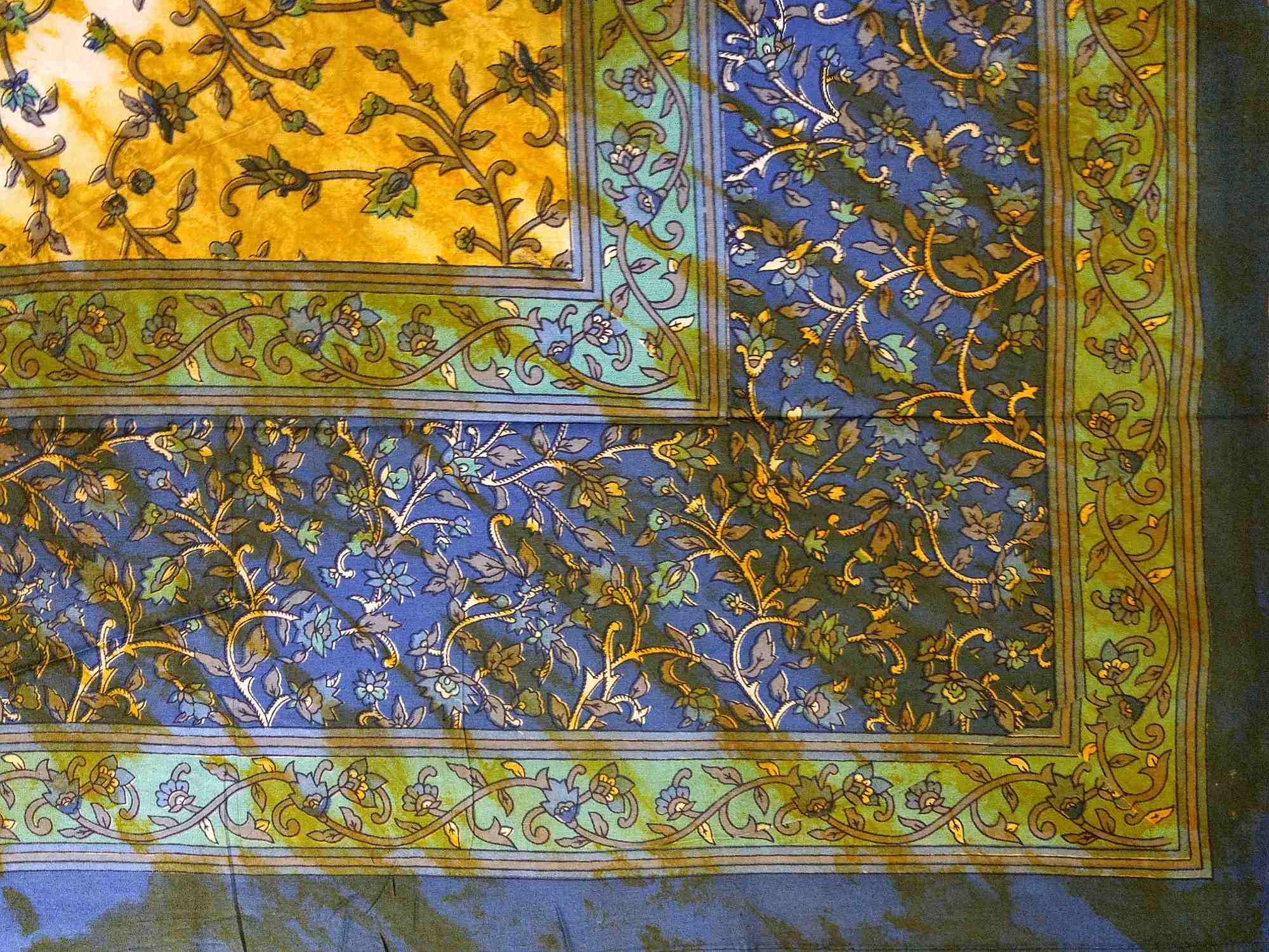 Cotton Floral Tie Dye Tapestry Throw Tablecloth Spread Twin 70 x 106 inches Blue - Sweet Us