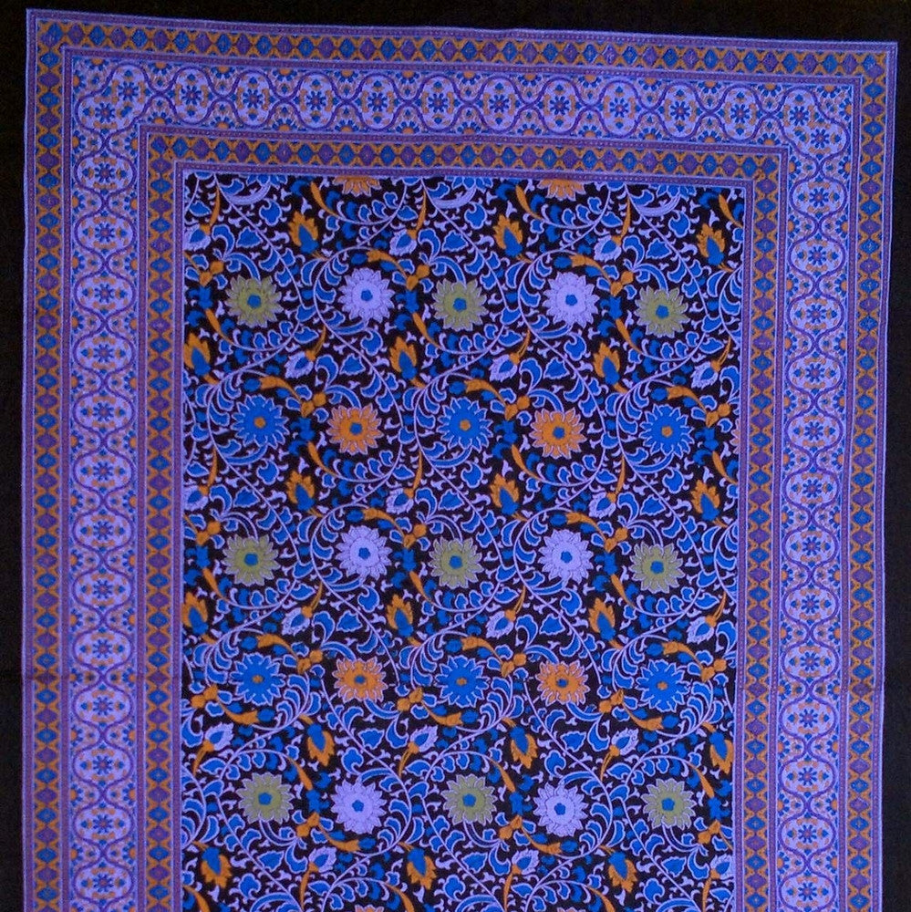 Handmade 100% Cotton Sunflower Tapestry Bedspread Tablecloth Twin Black Purple - Sweet Us