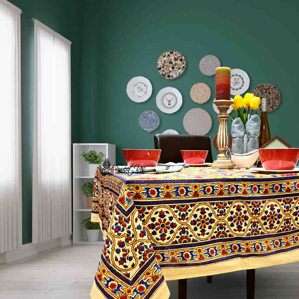 Light weight Cotton Sunflower Tablecloth Rectangle, Lemon Yellow