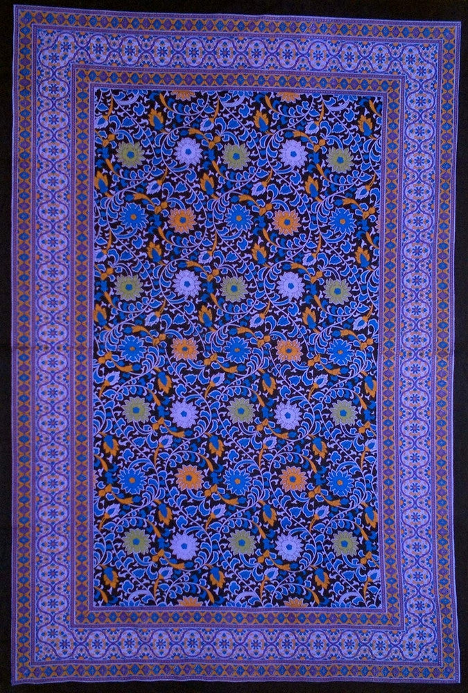 Handmade 100% Cotton Sunflower Tapestry Bedspread Tablecloth Full Black Purple - Sweet Us