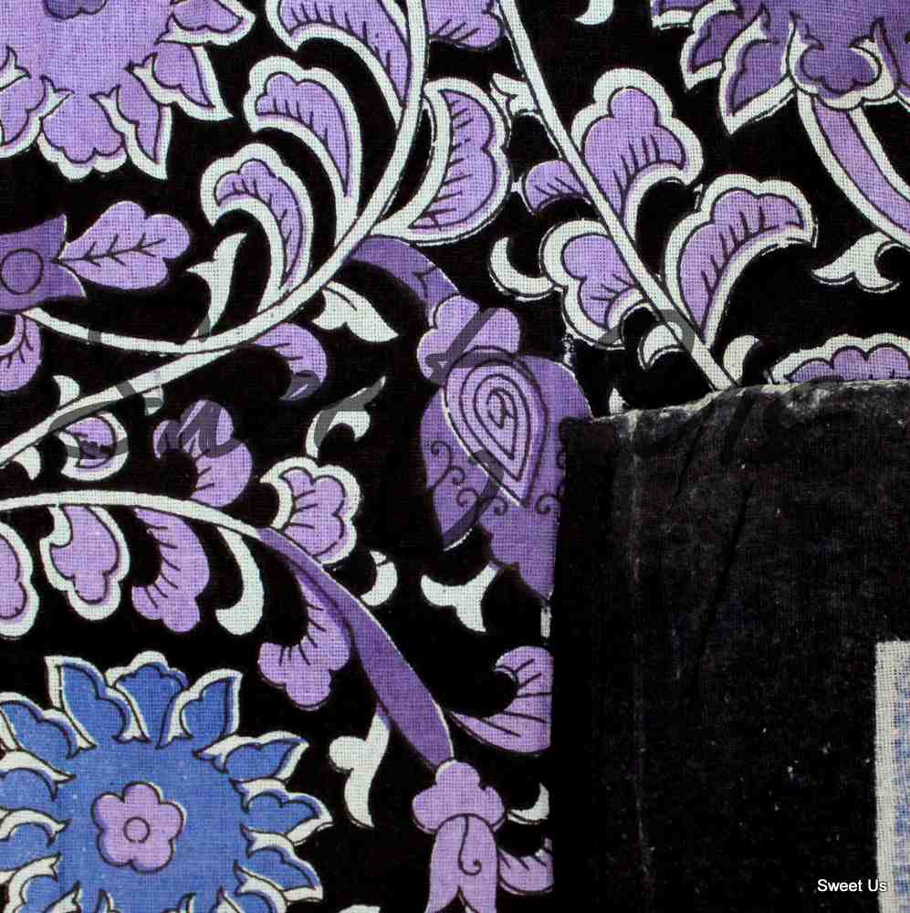 Cotton Sunflower Floral Tablecloth Rectangle 70x104 Black Purple Blue