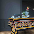 Lucky Elephant Batik Cotton Tablecloth Rectangle Gold Rust Black - Sweet Us