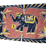 Lucky Elephant Batik Cotton Tablecloth Rectangle Gold Rust Black