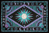 Handmade Cotton Celestial Sun Moon Star Tapestry Spread Twin Purple Green 70x104 - Sweet Us