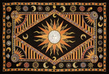Handmade Cotton Celestial Sun Moon Star Tapestry Spread Twin Orange Black 70x104 - Sweet Us