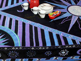 Cotton Celestial Sun Moon Star Tablecloth Rectangle Purple Blue Black