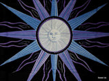 Cotton Celestial Sun Moon Star Tablecloth Rectangle Purple Blue Black