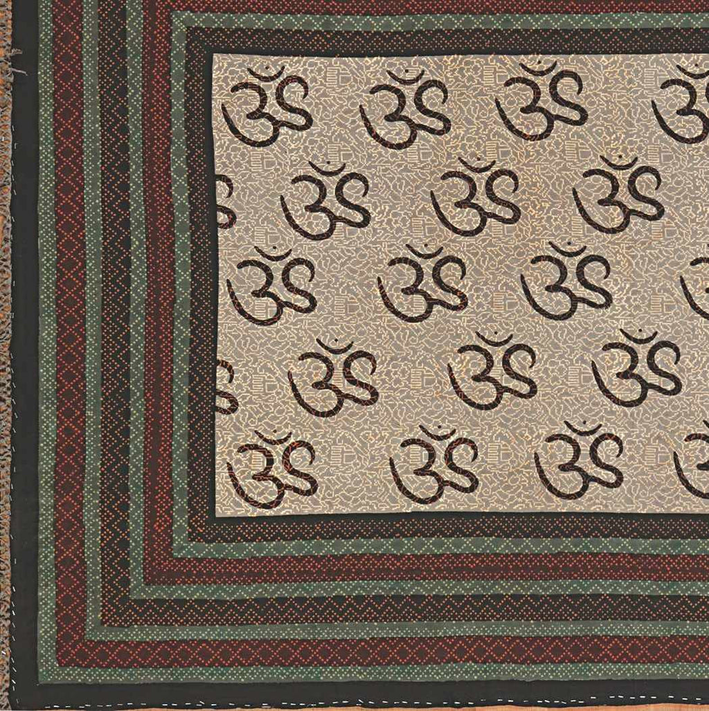 Handmade Heavy Cotton Om Print Tapestry Throw Tablecloth Yoga Spread Wall hang Beach Sheet Dorm Decor Twin - Sweet Us