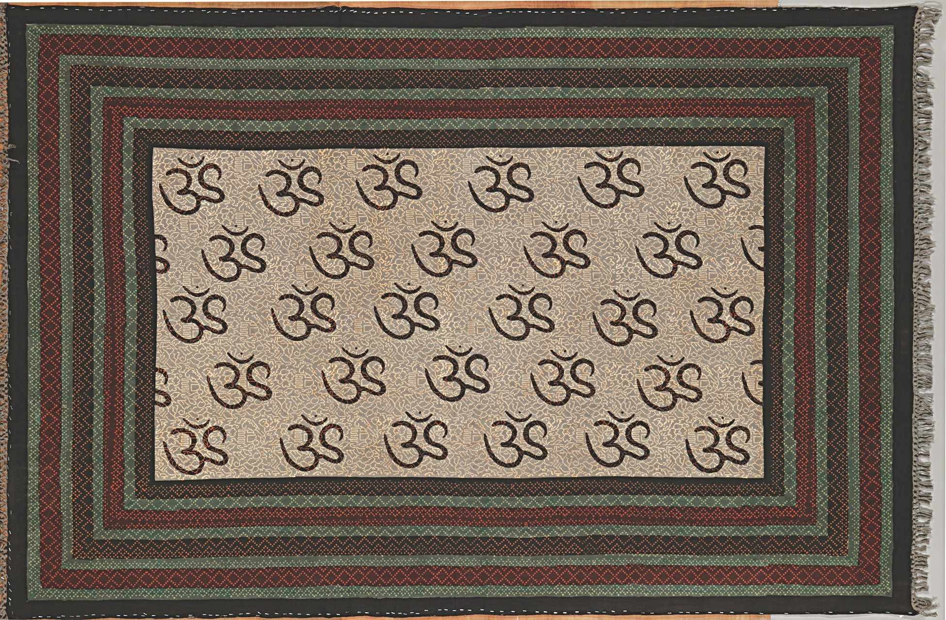 Handmade Heavy Cotton Om Print Tapestry Throw Tablecloth Yoga Spread Wall hang Beach Sheet Dorm Decor Twin - Sweet Us