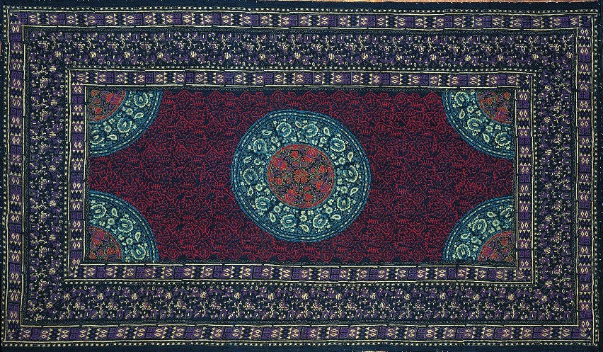 Handmade Sanganer Geometrical Cotton Tapestry Throw Tablecloth Bedspread Twin - Sweet Us