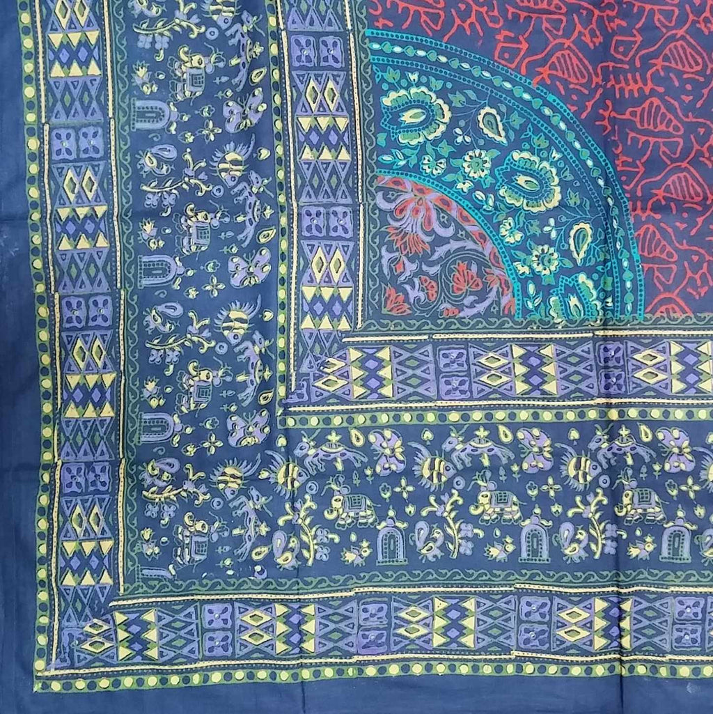 Handmade Sanganer Geometrical Cotton Tapestry Throw Tablecloth Bedspread Twin - Sweet Us