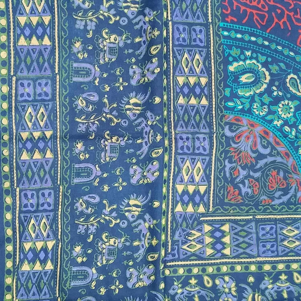 Handmade Sanganer Geometrical Cotton Tapestry Throw Tablecloth Bedspread Twin - Sweet Us