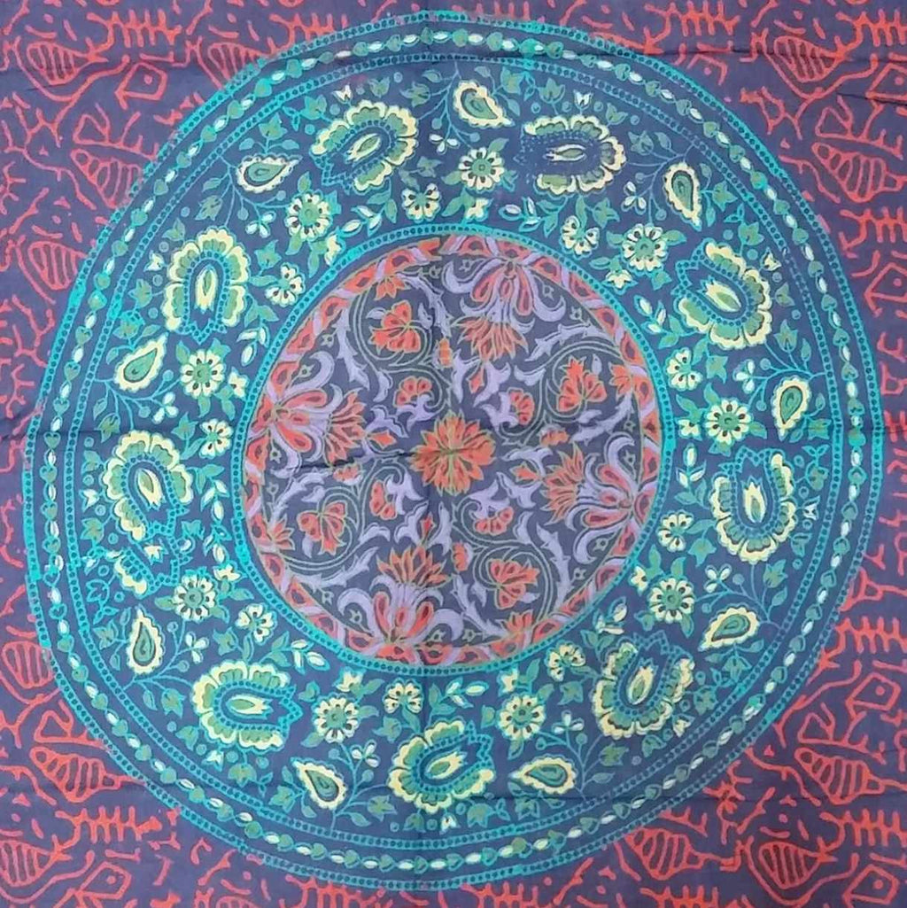 Handmade Sanganer Geometrical Cotton Tapestry Throw Tablecloth Bedspread Twin - Sweet Us