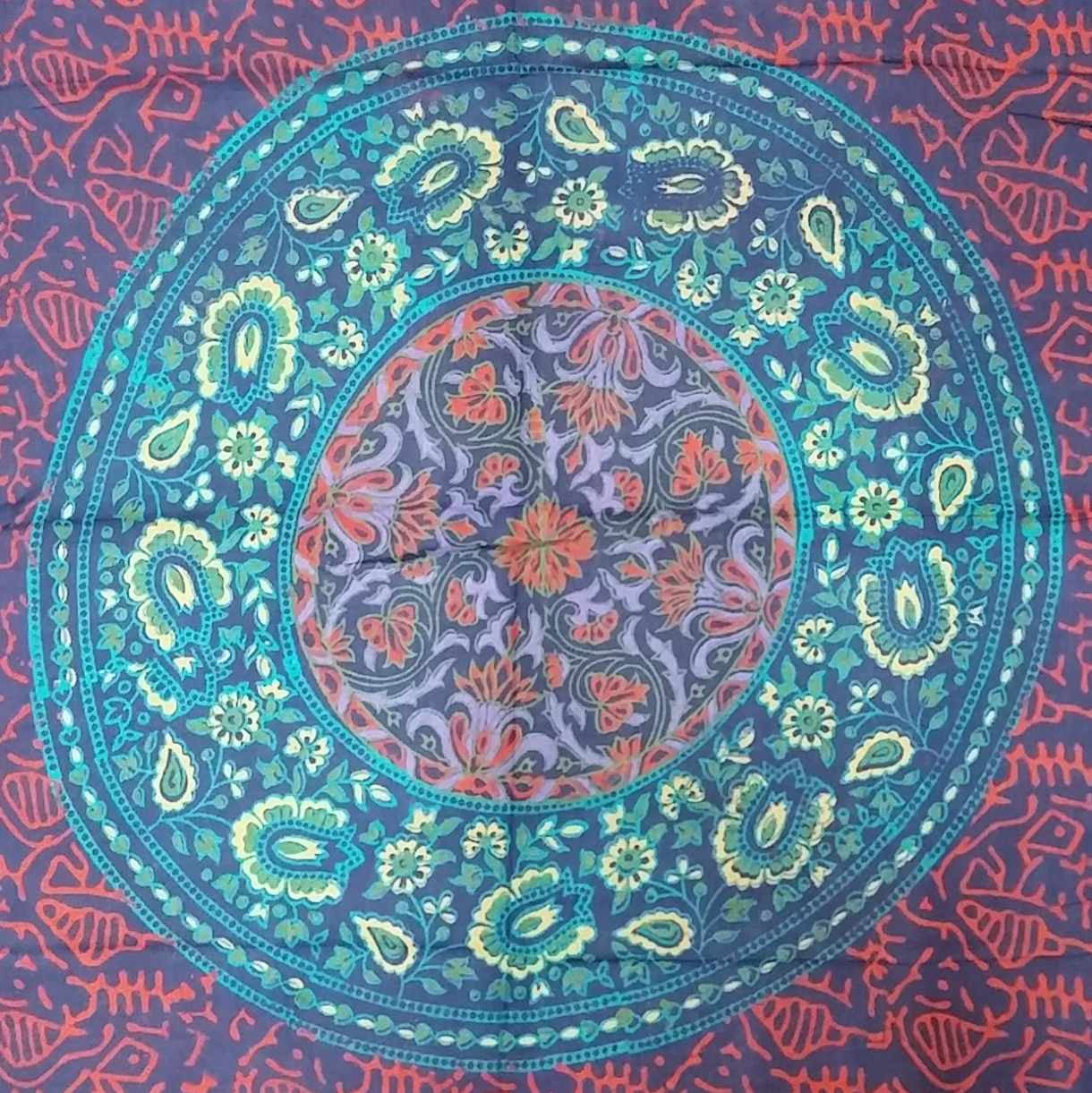 Handmade Sanganer Geometrical Cotton Tapestry Throw Tablecloth Bedspread Twin - Sweet Us