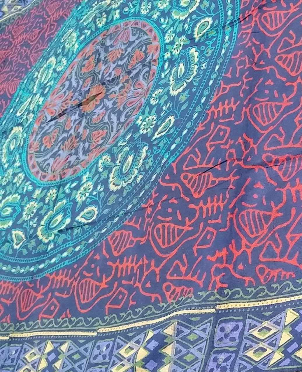 Handmade Sanganer Geometrical Cotton Tapestry Throw Tablecloth Bedspread Twin - Sweet Us