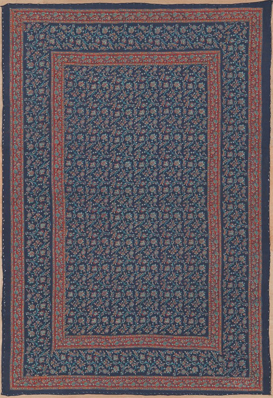 Handmade Sanganer Floral 100% Cotton Tapestry Throw Tablecloth Bedspread Twin - Sweet Us