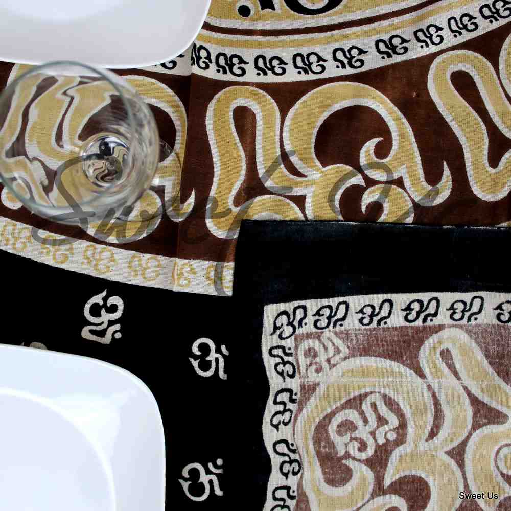 Light weight Mandala Om Print Tablecloth Rectangle, Brown