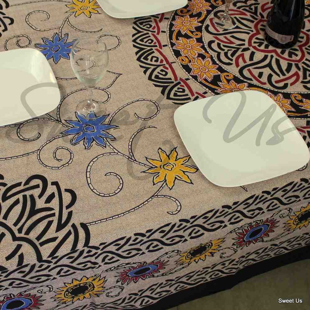 Cotton Celtic Sunflower Tablecloth Rectangle Beige Gold Red Blue Yellow Bed sheet