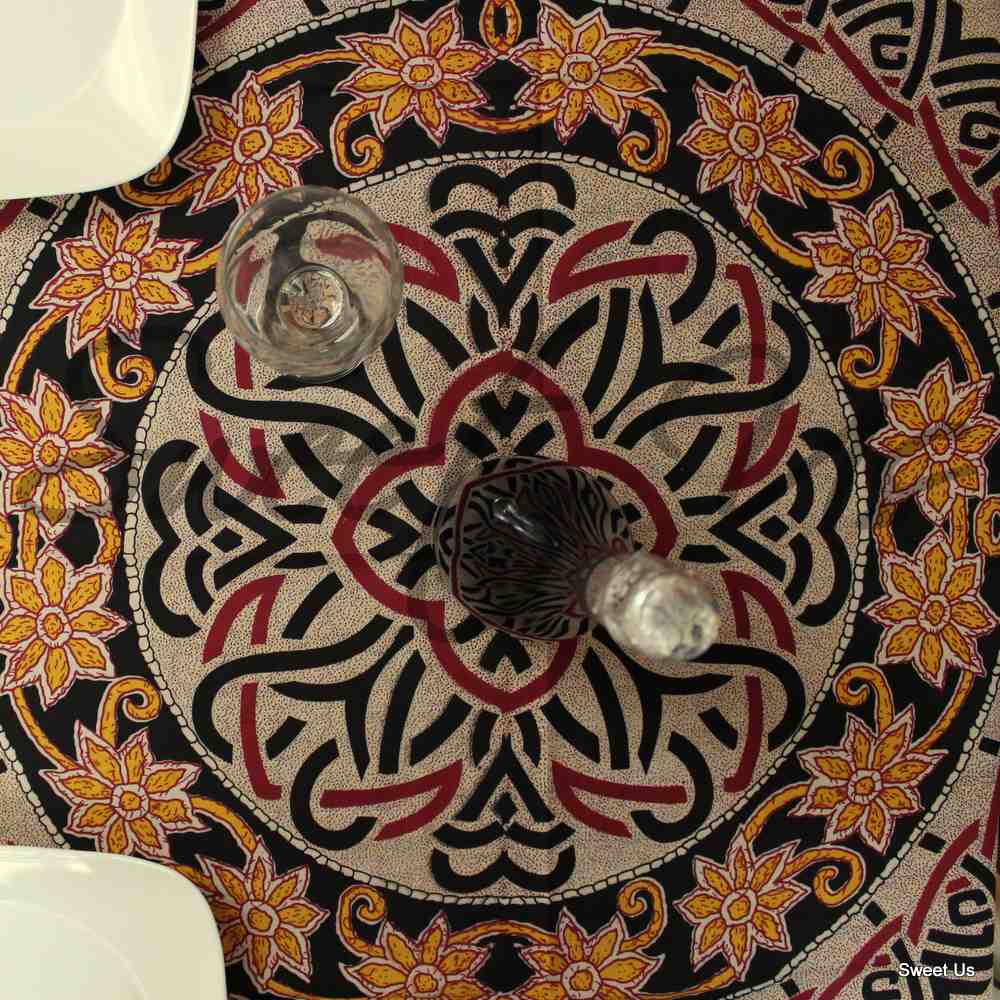 Cotton Celtic Sunflower Tablecloth Rectangle Beige Gold Red Blue Yellow Bed sheet