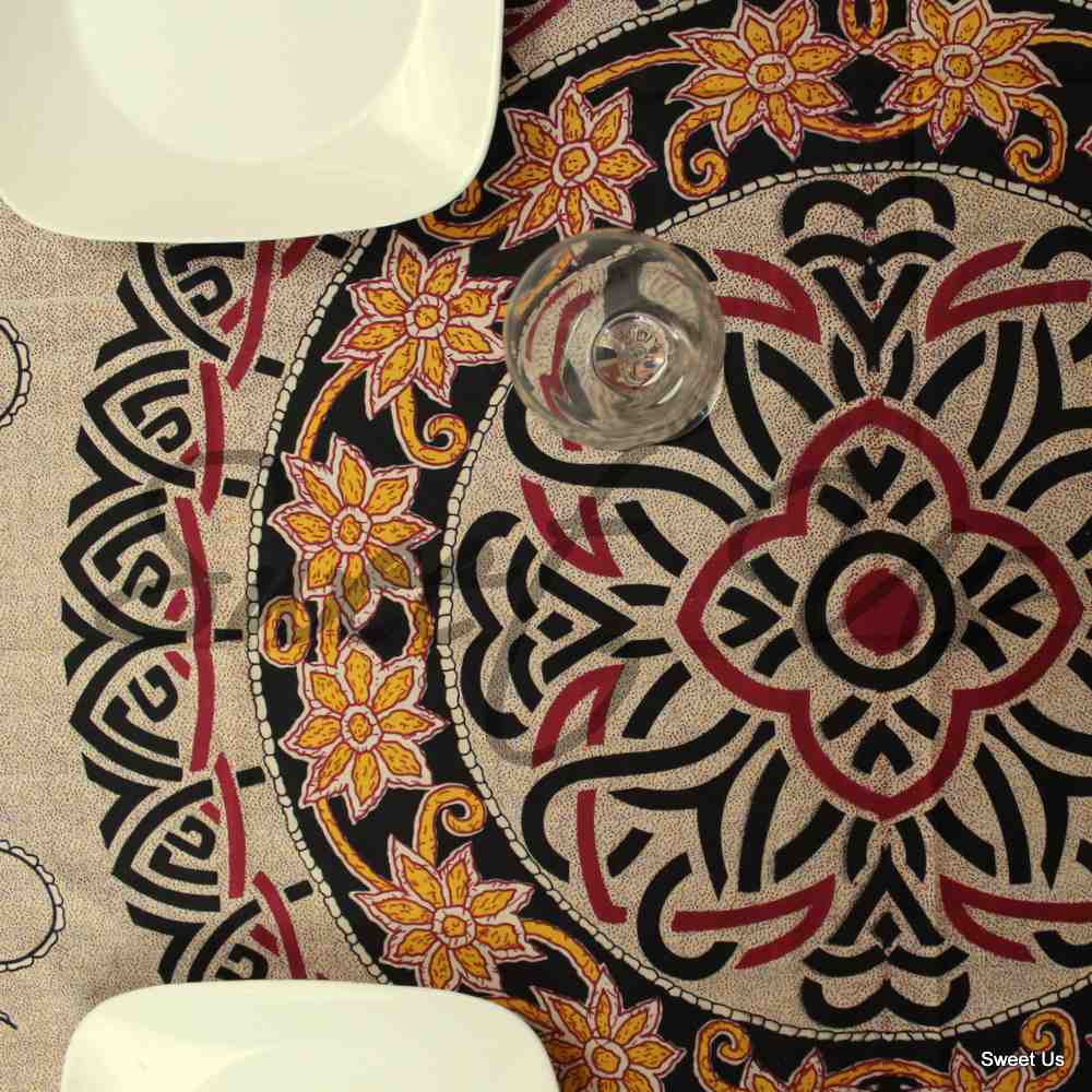 Cotton Celtic Sunflower Tablecloth Rectangle Beige Gold Red Blue Yellow Bed sheet