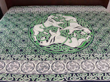 Cotton Celtic Horse Tapestry Tablecloth Twin Beige Green 70x106 - Sweet Us
