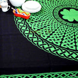 Cotton Celtic Lucky Clover Tablecloth Rectangle Black Green Dining Linen