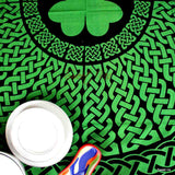 Cotton Celtic Lucky Clover Tablecloth Rectangle Black Green Dining Linen