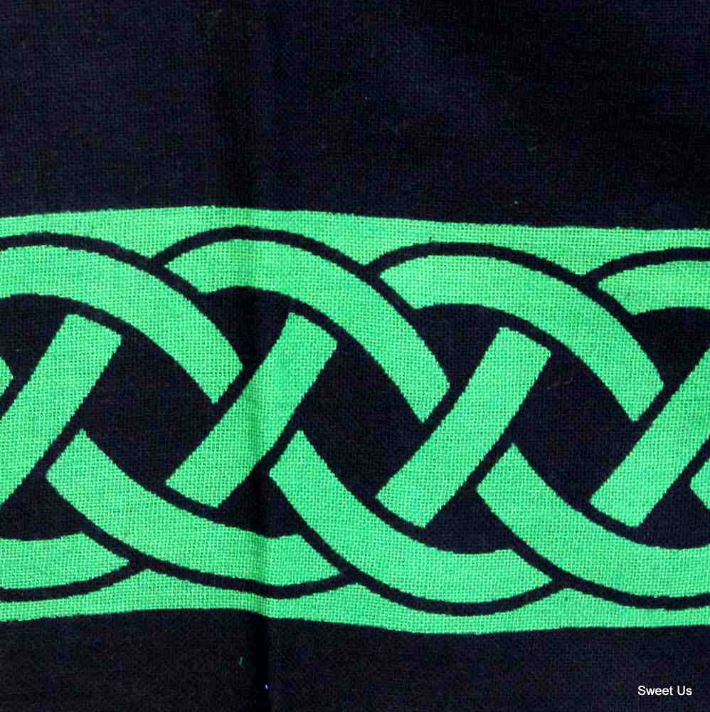 Cotton Celtic Lucky Clover Tablecloth Rectangle Black Green Dining Linen