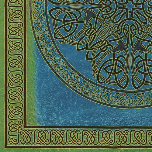 Handmade 100% Cotton Celtic Circle Wheel Of Life Batik Tapestry Spread Twin Blue Green - Sweet Us