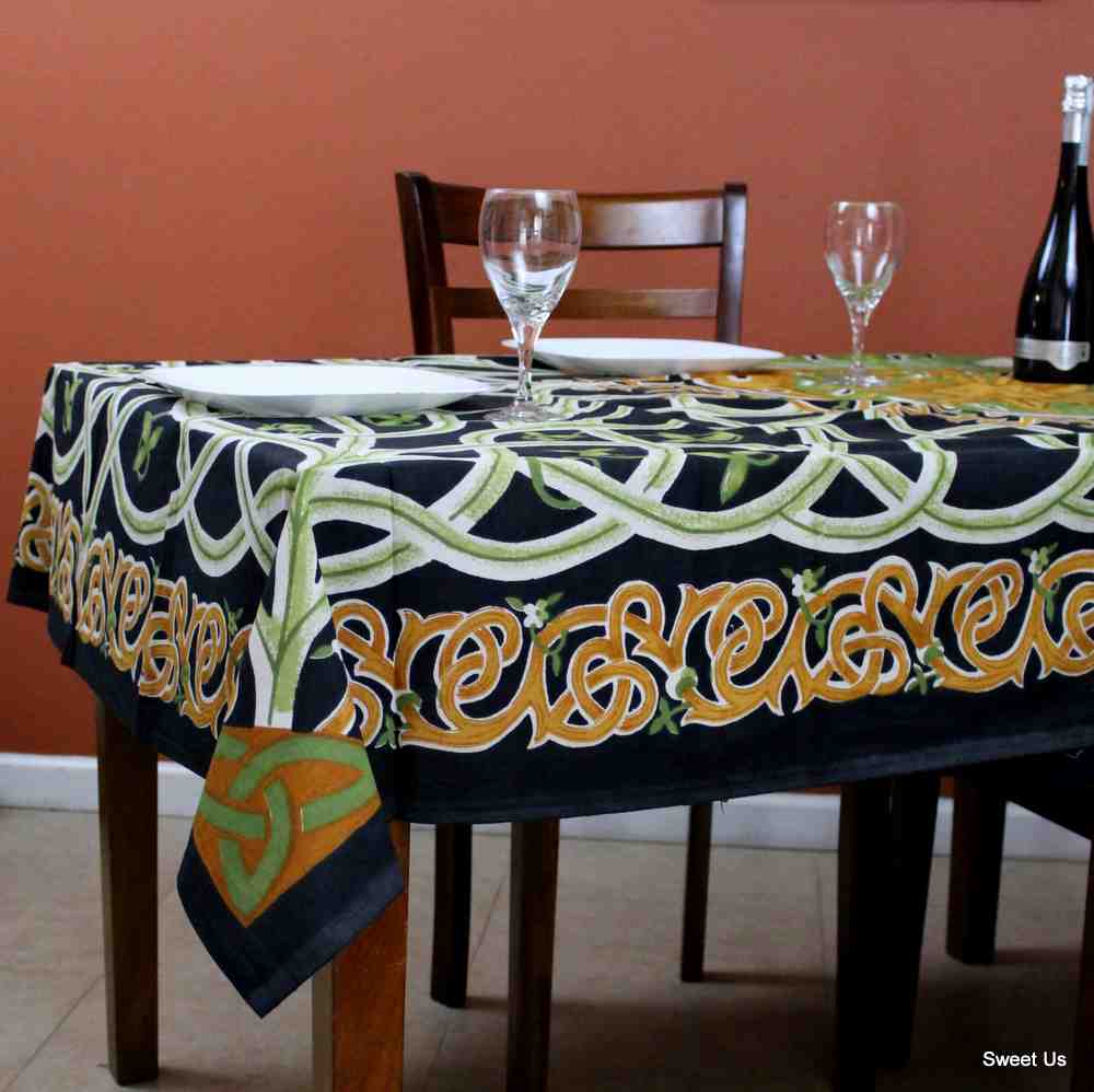 Celestial Yin Yang Tapestry Cotton Tablecloth Copper Celtic Bed sheet Full