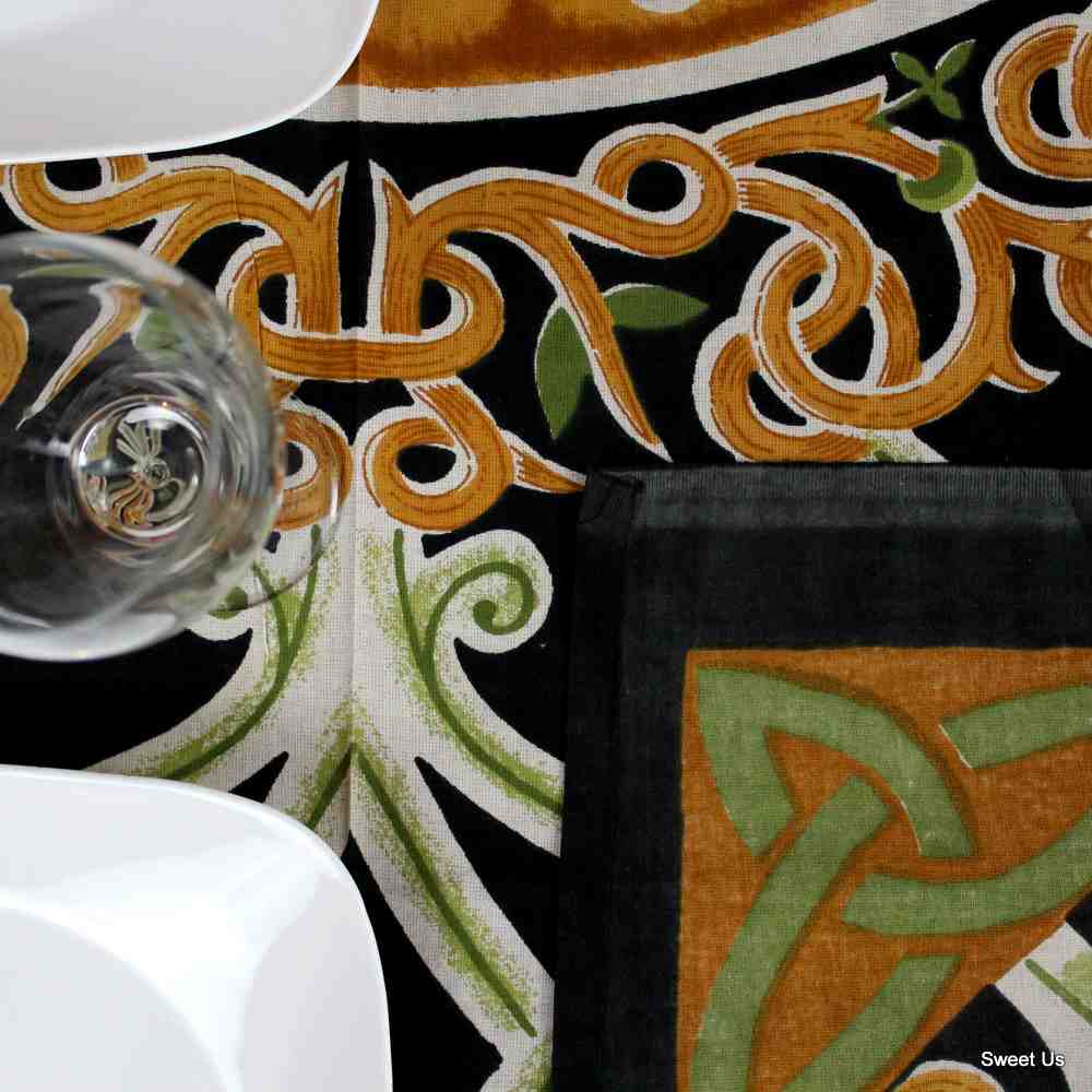 Celestial Yin Yang Tapestry Cotton Tablecloth Copper Celtic Bed sheet Full