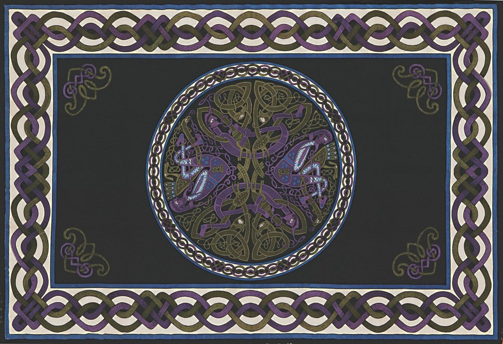 Handmade 100% Cotton Celtic Wheel of Life Tapestry Bedspread Black Purple Twin - Sweet Us