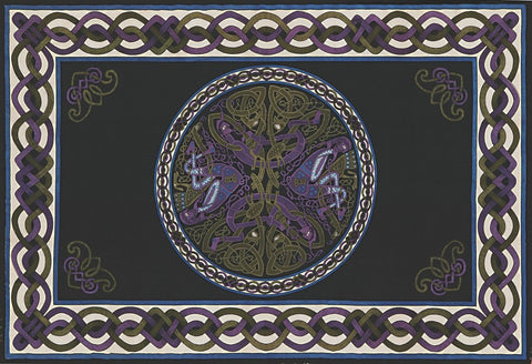 Handmade 100% Cotton Celtic Wheel of Life Tapestry Bedspread Black Purple Twin - Sweet Us