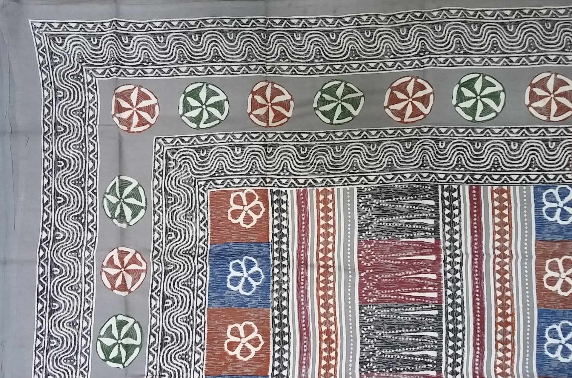 Handmade 100% Cotton Dabu Brush Print Tapestry Tablecloth Bedspread Grey 70x104 - Sweet Us