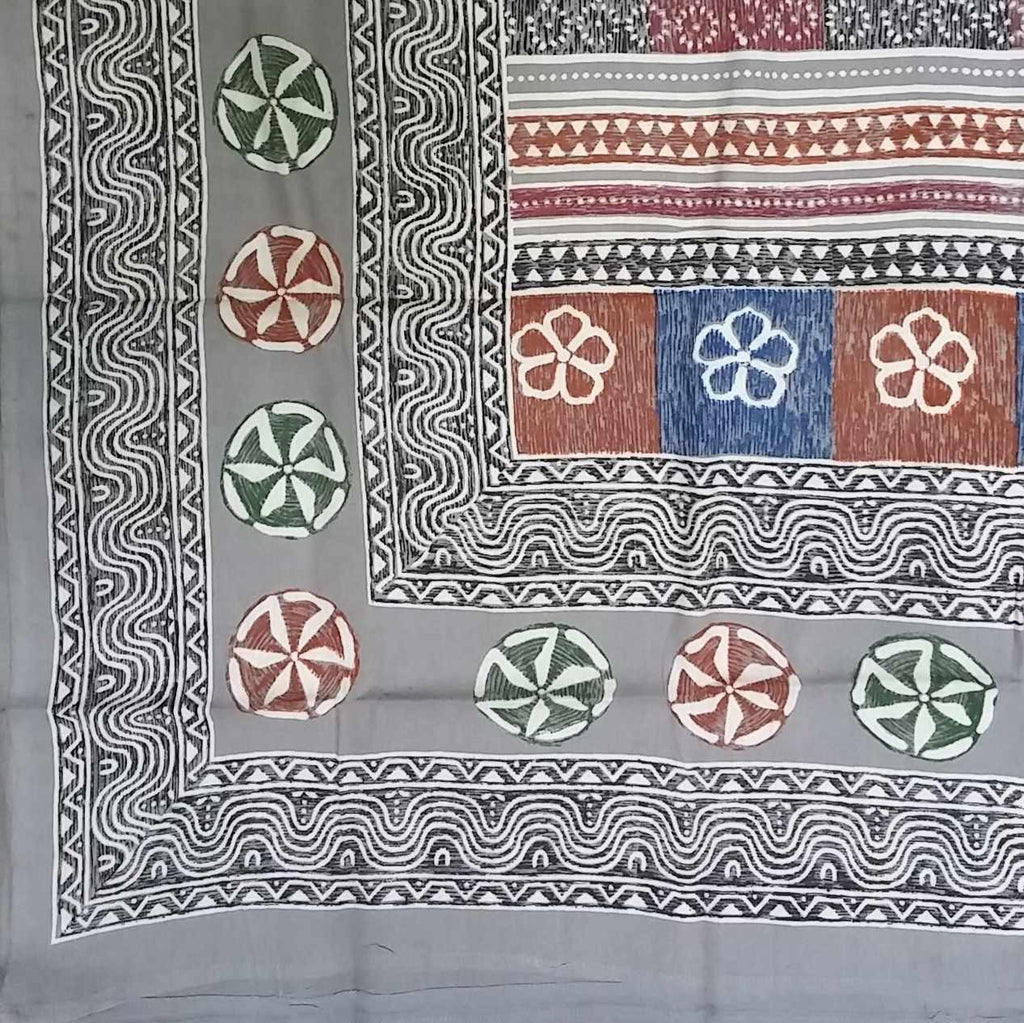 Handmade 100% Cotton Dabu Brush Print Tapestry Tablecloth Bedspread Grey 70x104 - Sweet Us