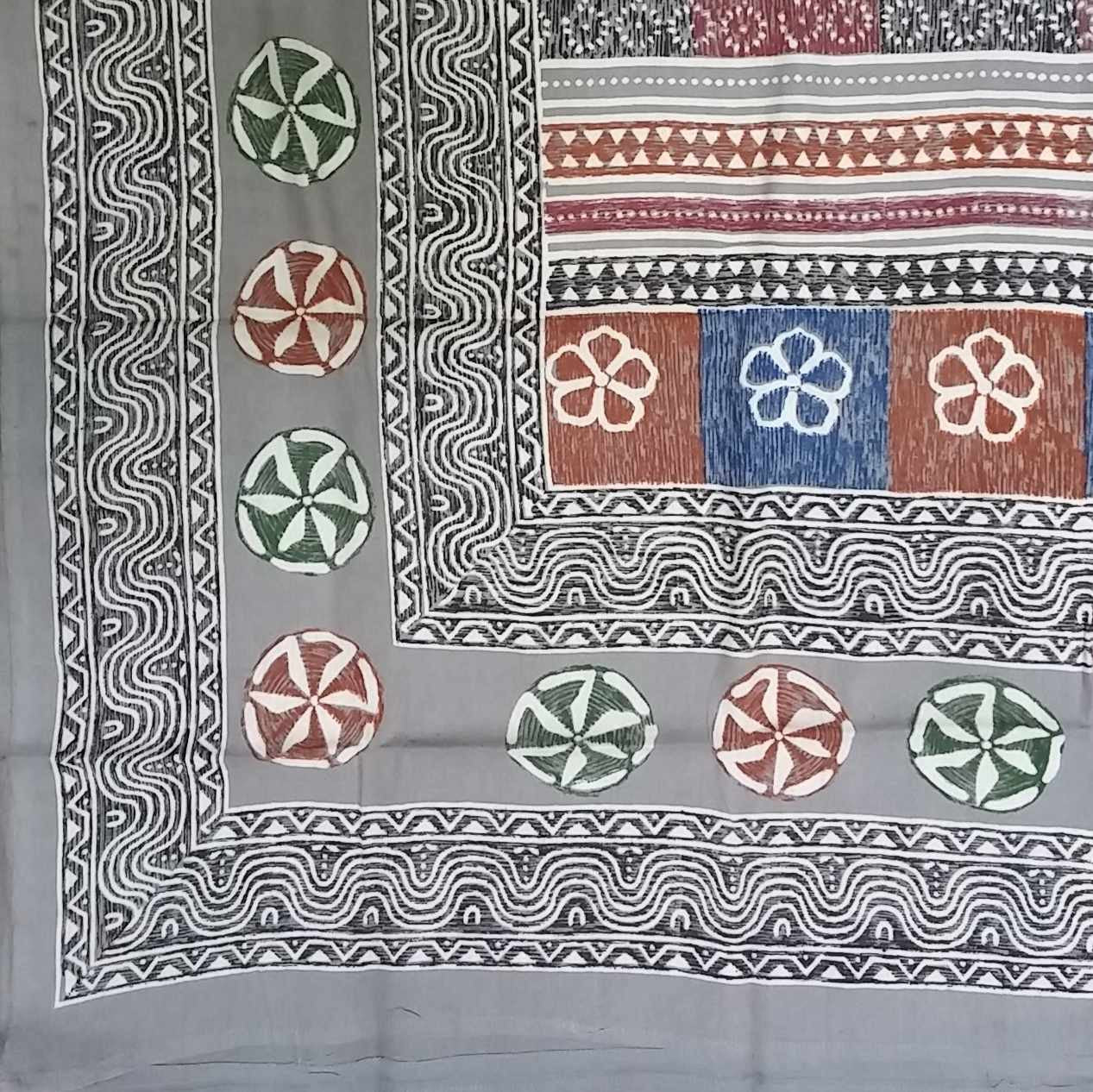 Handmade 100% Cotton Dabu Brush Print Tapestry Tablecloth Bedspread Grey 70x104 - Sweet Us