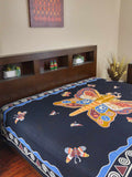 Handmade Cotton Hand Block Print Butterfly Bedspread Coverlet Bed Sheet Tapestry Tablecloth Twin Black - Sweet Us