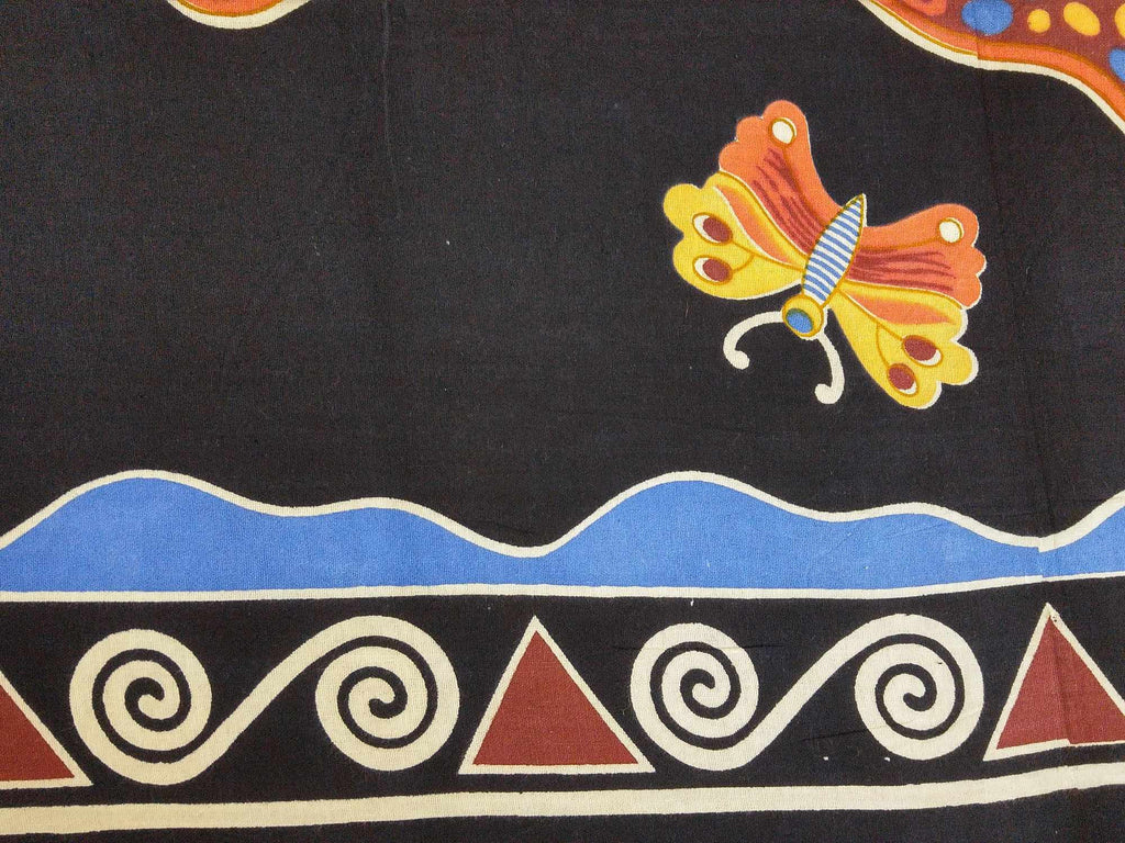 Handmade Cotton Hand Block Print Butterfly Bedspread Coverlet Bed Sheet Tapestry Tablecloth Twin Black - Sweet Us