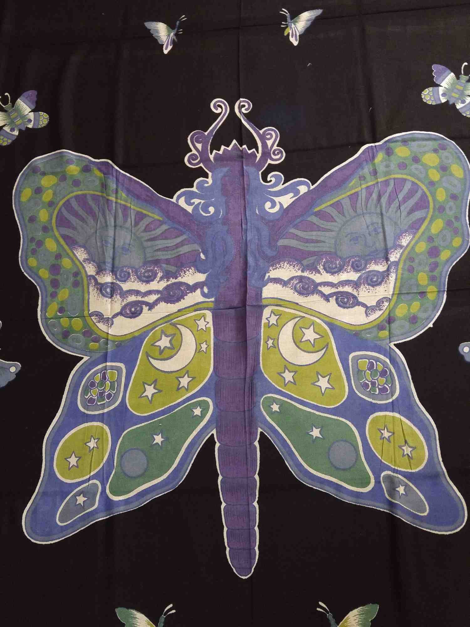 Handmade Cotton Hand Block Print Butterfly Bedspread Coverlet Bed Sheet Tapestry Tablecloth Twin Black - Sweet Us