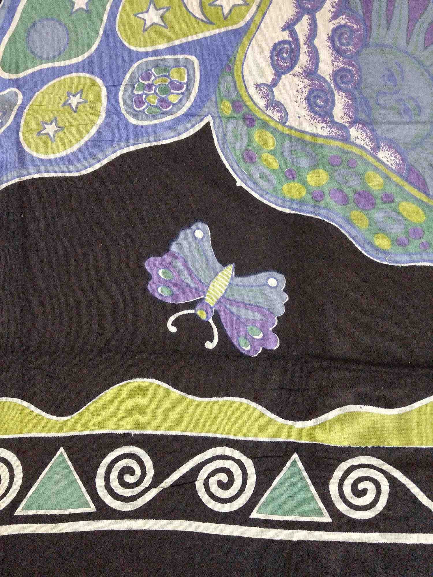 Handmade Cotton Hand Block Print Butterfly Bedspread Coverlet Bed Sheet Tapestry Tablecloth Twin Black - Sweet Us