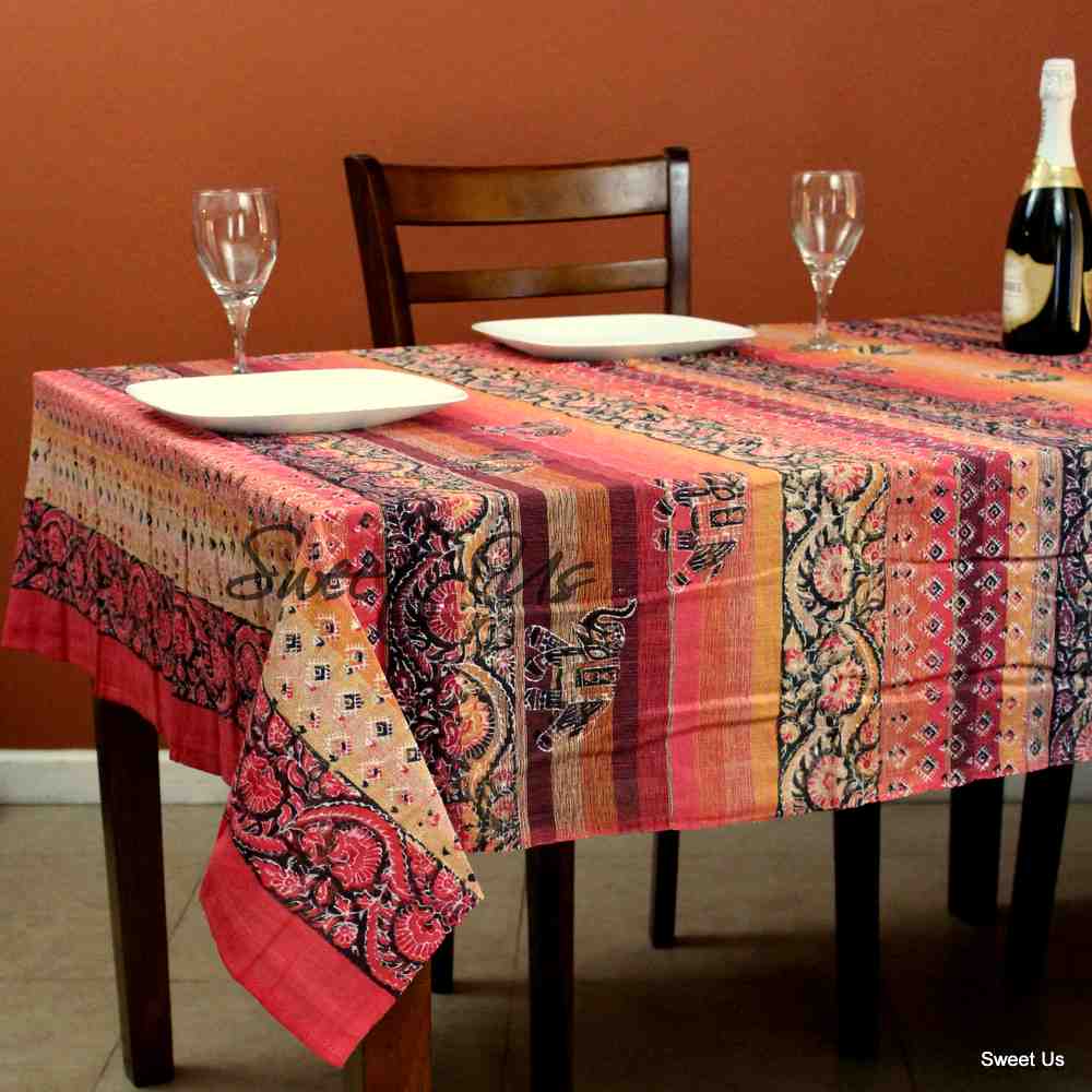 Paisley Elephant Floral Cotton Tablecloth Rectangle