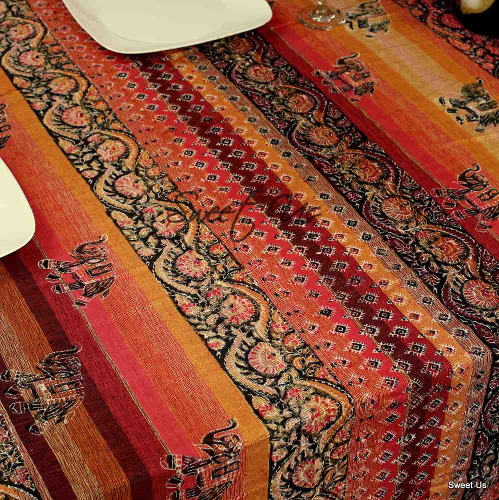 Paisley Elephant Floral Cotton Tablecloth Rectangle