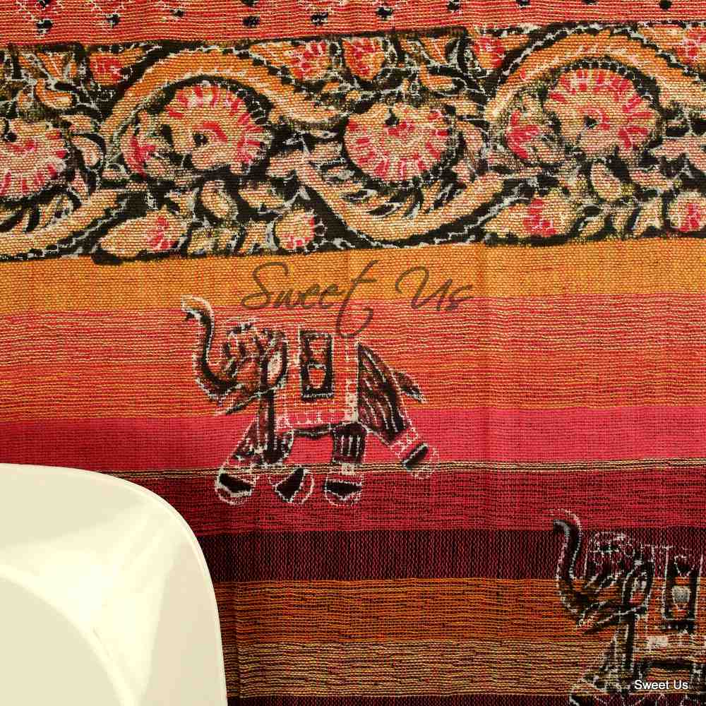 Paisley Elephant Floral Cotton Tablecloth Rectangle