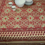 Cotton Floral Geometric Tablecloth Rectangle Red Gray Beige Dining Linen