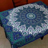 Cotton Elephant Star Floral Paisley Tablecloth Rectangular Blue Green Burgundy - Sweet Us