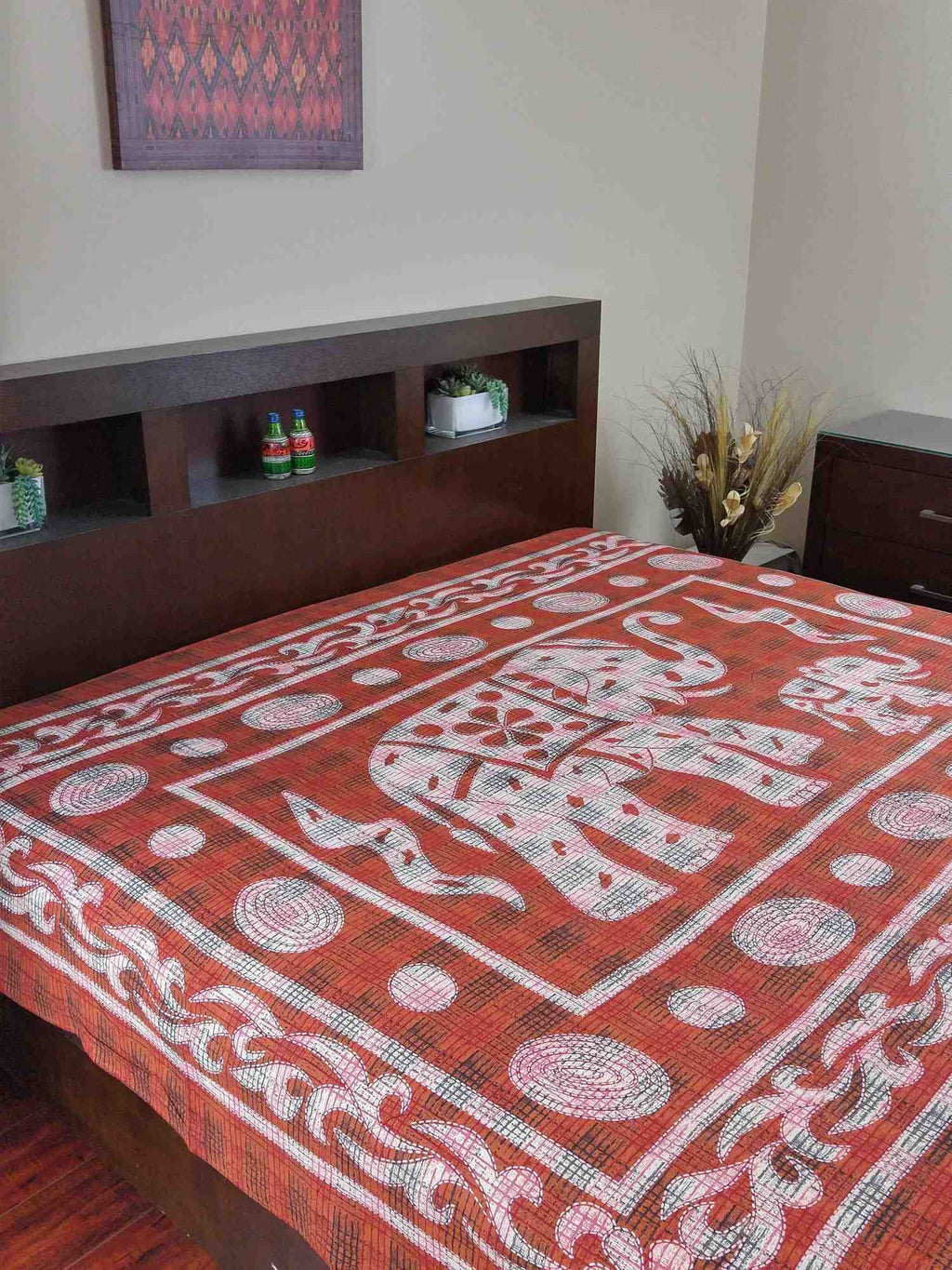 Cotton Elephant Print Cotton Bedspread Tapestry Tablecloth Beach Sheet Twin - Sweet Us